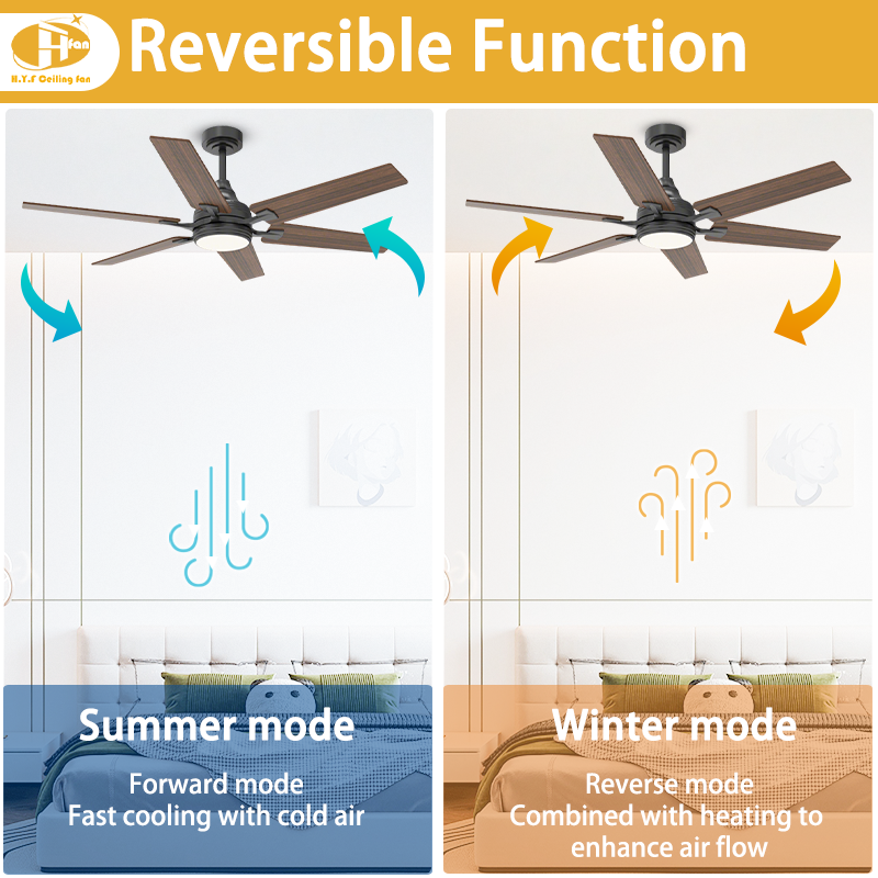 Ceiling Fan Reversible Blades RGB Dimmable LED Light with Remote for Bedroom