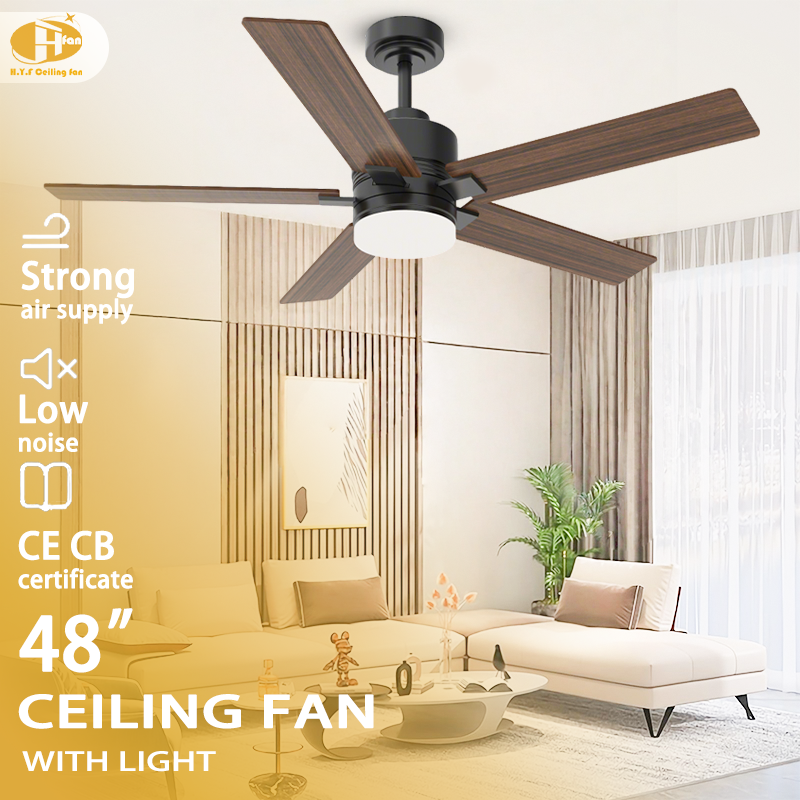Ceiling Fan with Separate Three-Tone LED Light and Remote