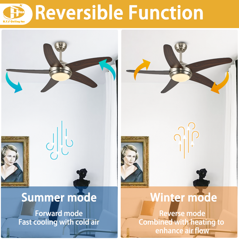 5-Blade Bronze Ceiling Fan with Dimmable LED Light and Remote
