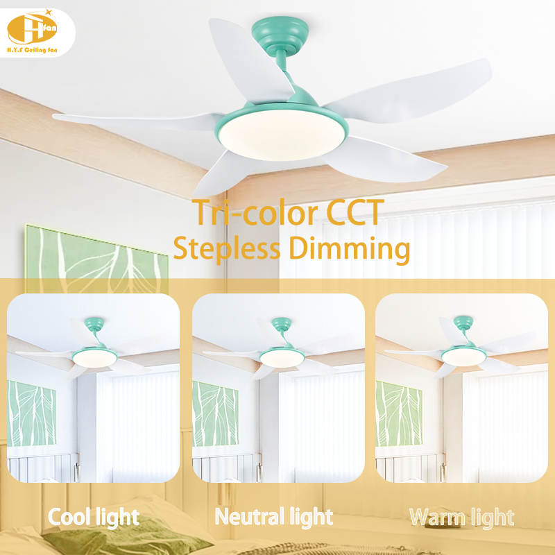 5-Blade Ceiling Fan with LED Light Reversible Silent DC Motor & Remote Control