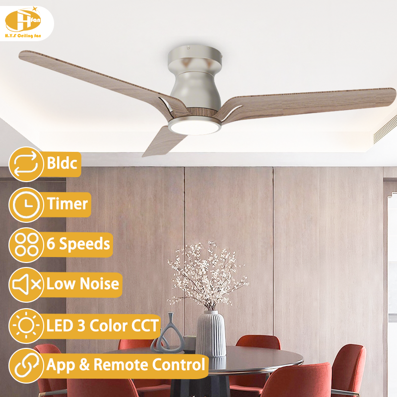 Low Profile Ceiling Fan with LED Light and Remote - ABS Blades
