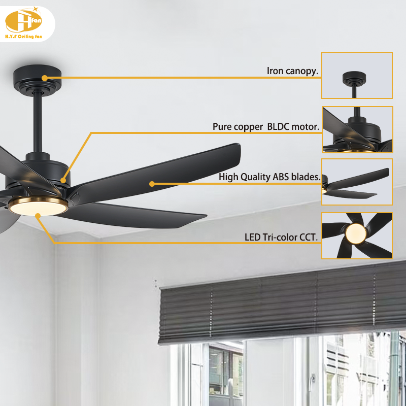 5-Blade ABS Ceiling Fan with LED Light Reversible DC Motor & Remote Control