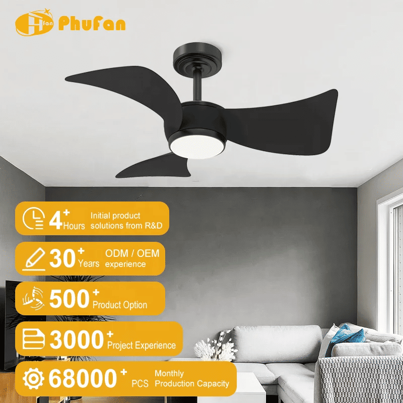 Modern DC Motor Ceiling Fan with LED Light and Remote