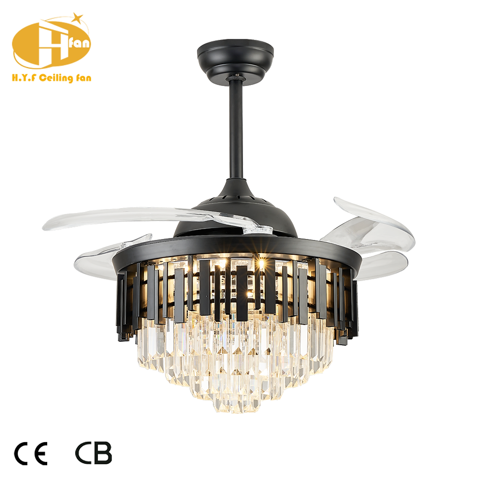 Thumbnail: Retractable Ceiling Fan Light, Invisible Transparent Blades for Living Space