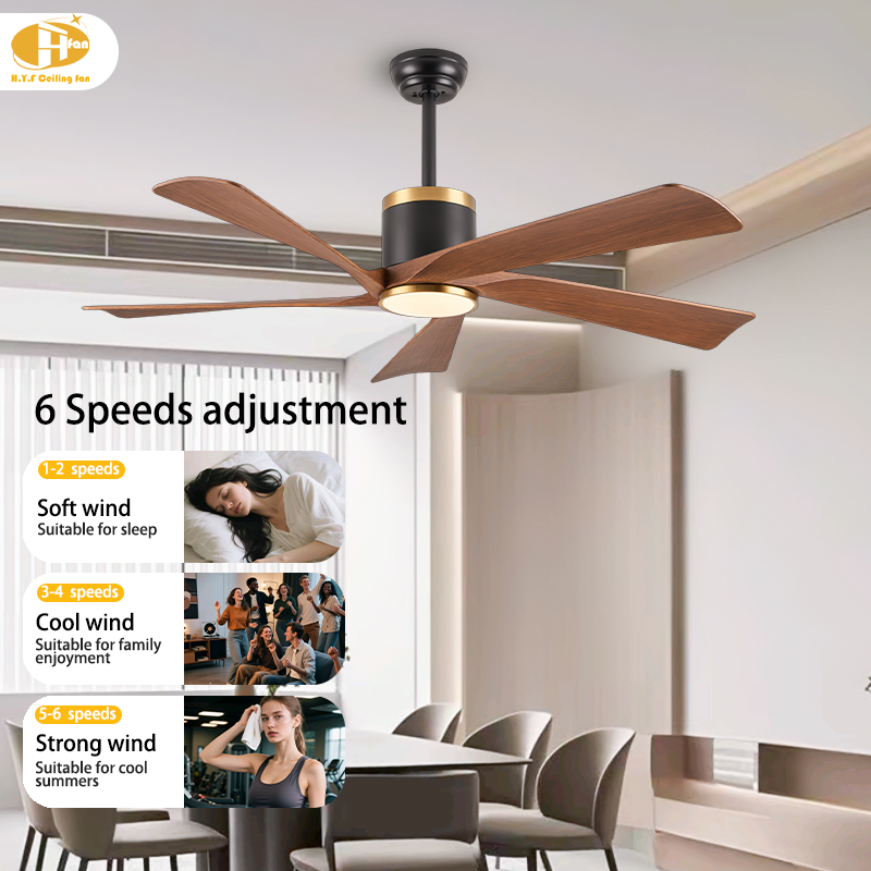 Modern 52" & 65" LED Ceiling Fan Light with Black Gold ABS Blades