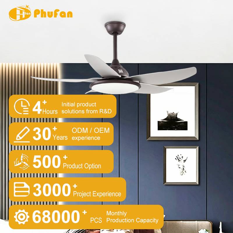 5-Blade Ceiling Fan with LED Light Reversible Silent DC Motor & Remote Control