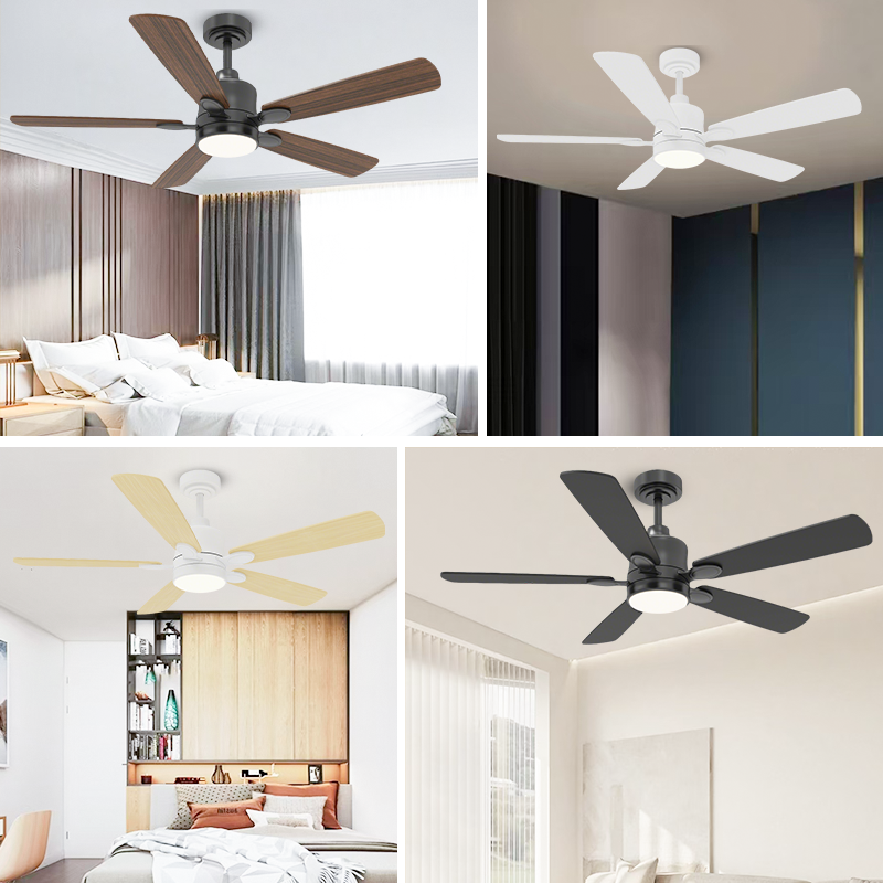 5-Blade Ceiling Fan, Reversible Blades, Dimmable LED Light & Remote for bedroom
