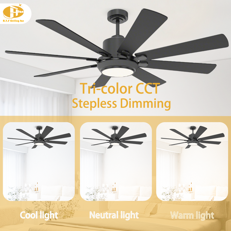 Plywood Ceiling Fan with Dimmable LED Light, Downrod and Remote