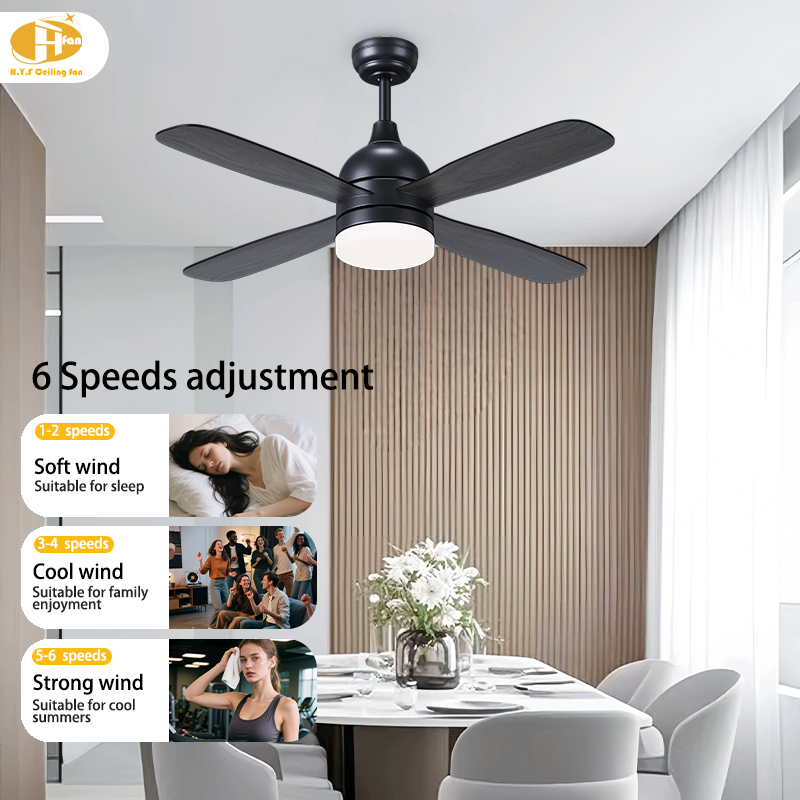 42/52-Inch Plywood Ceiling Fan with LED Light and Remote Control