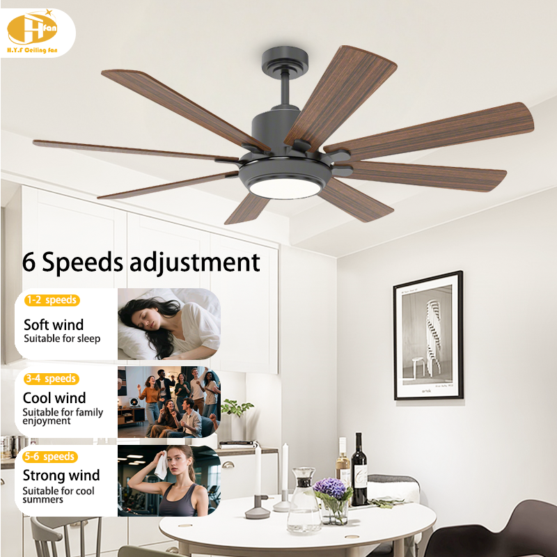 Plywood Ceiling Fan with Dimmable LED Light, Downrod and Remote