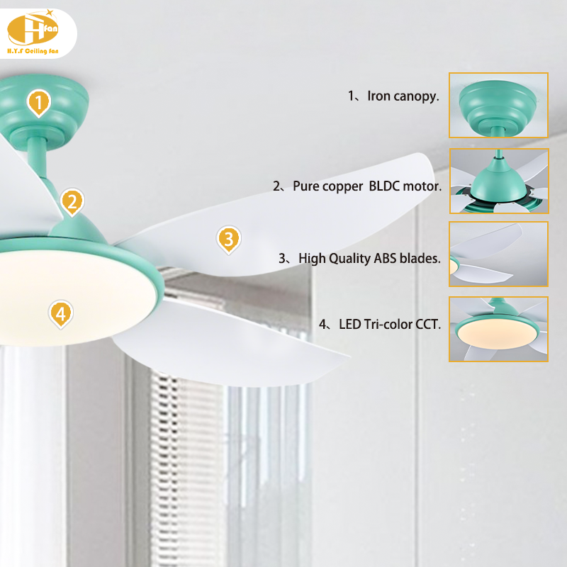 5-Blade Ceiling Fan with LED Light Reversible Silent DC Motor & Remote Control