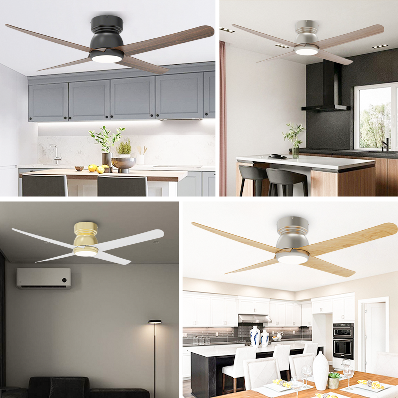 Low Profile Ceiling Fan with LED Light Remote Control for Low Ceiling House