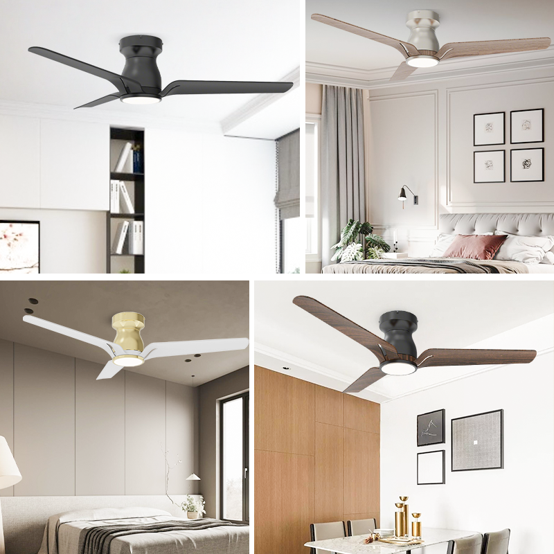 Low Profile Ceiling Fan with LED Light and Remote - ABS Blades