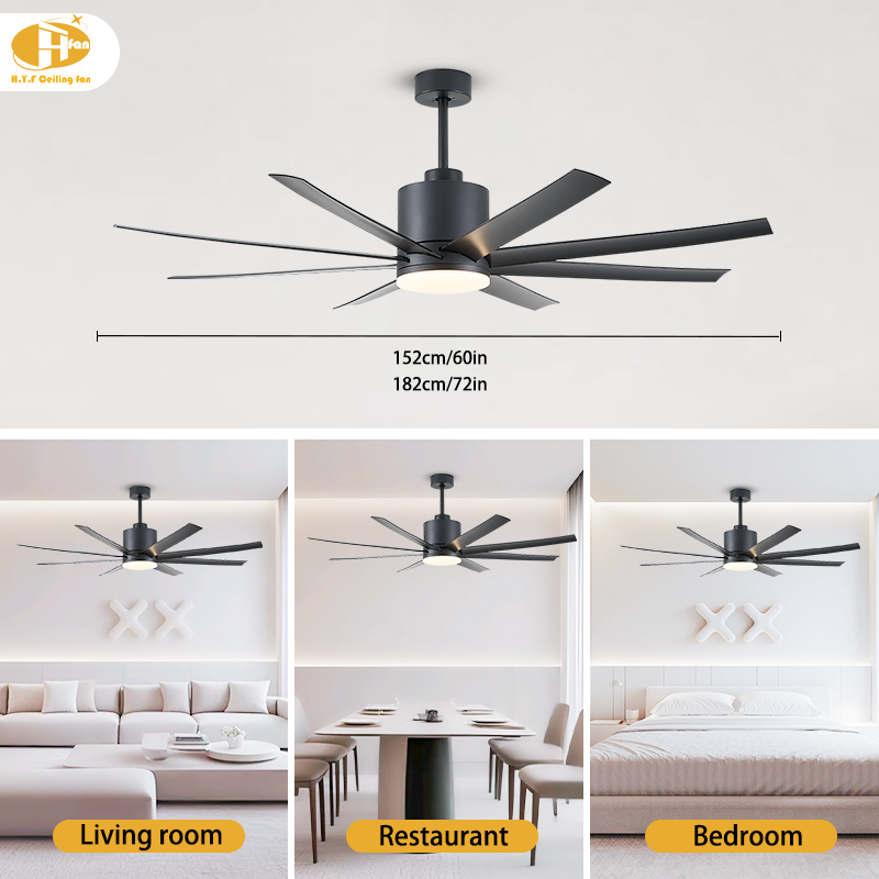 60/72-Inch Ceiling Fan with Light and Remote - 8 Blades