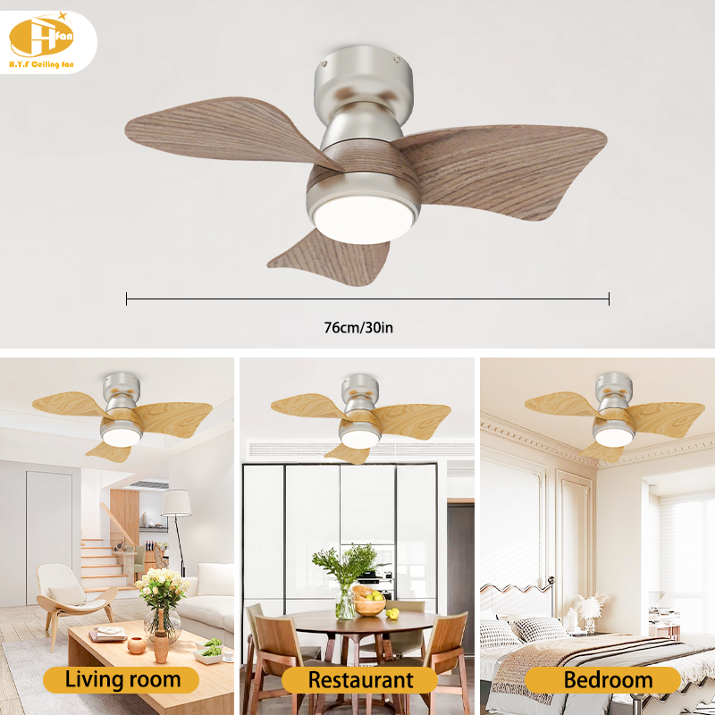 Hugger Ceiling Fan with Light for Small Bedroom - ABS Blades