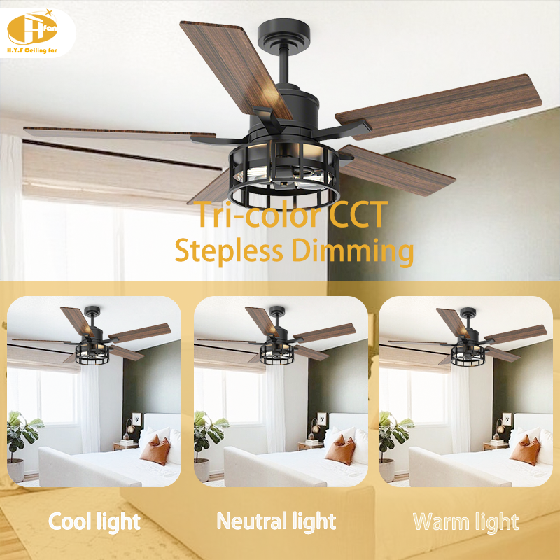 サムネイル： Modern Ceiling Fan and Light with Enclosed Lamp Housing for Loft Interior