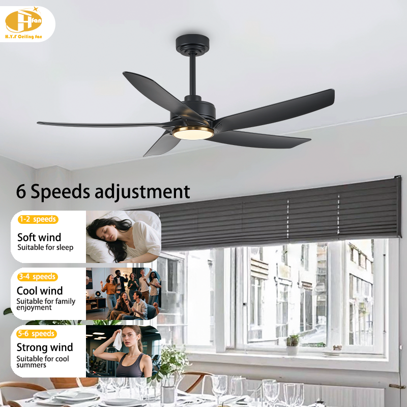 5-Blade ABS Ceiling Fan with LED Light Reversible DC Motor & Remote Control