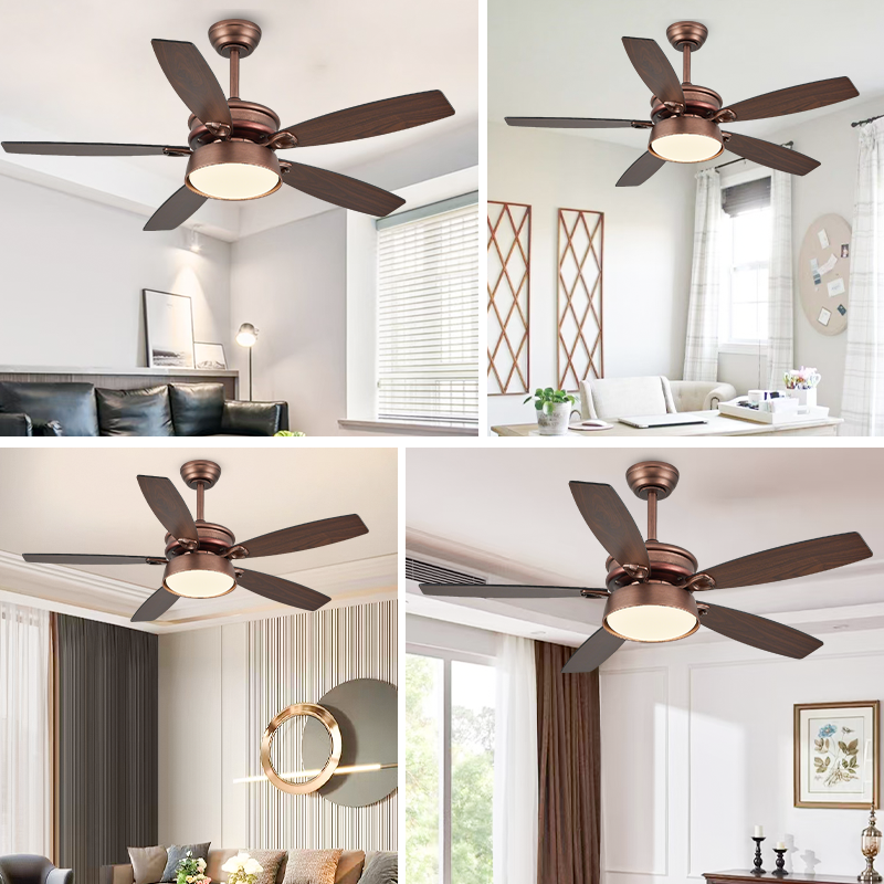 サムネイル： 5-Blade Dual-Sided Wood Grain Ceiling Fan CE CB Certified for Farmhouse&Vintage