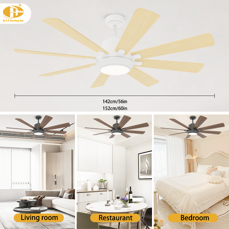 Plywood Ceiling Fan with Dimmable LED Light, Downrod and Remote