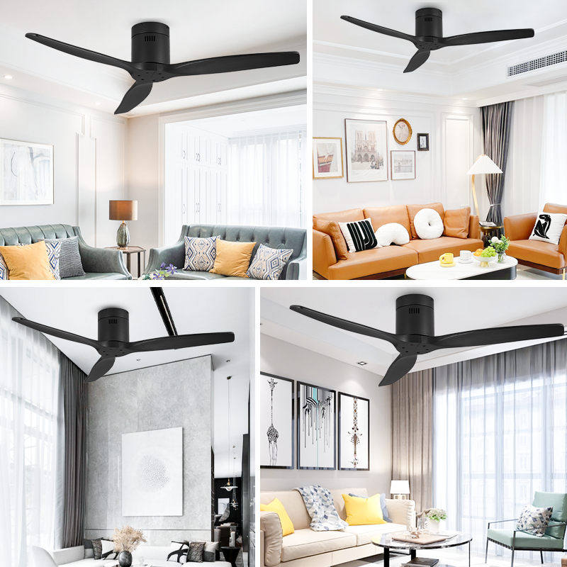 Ceiling Fan Without Light Reversible Quiet DC Motor & Remote Control for Villa