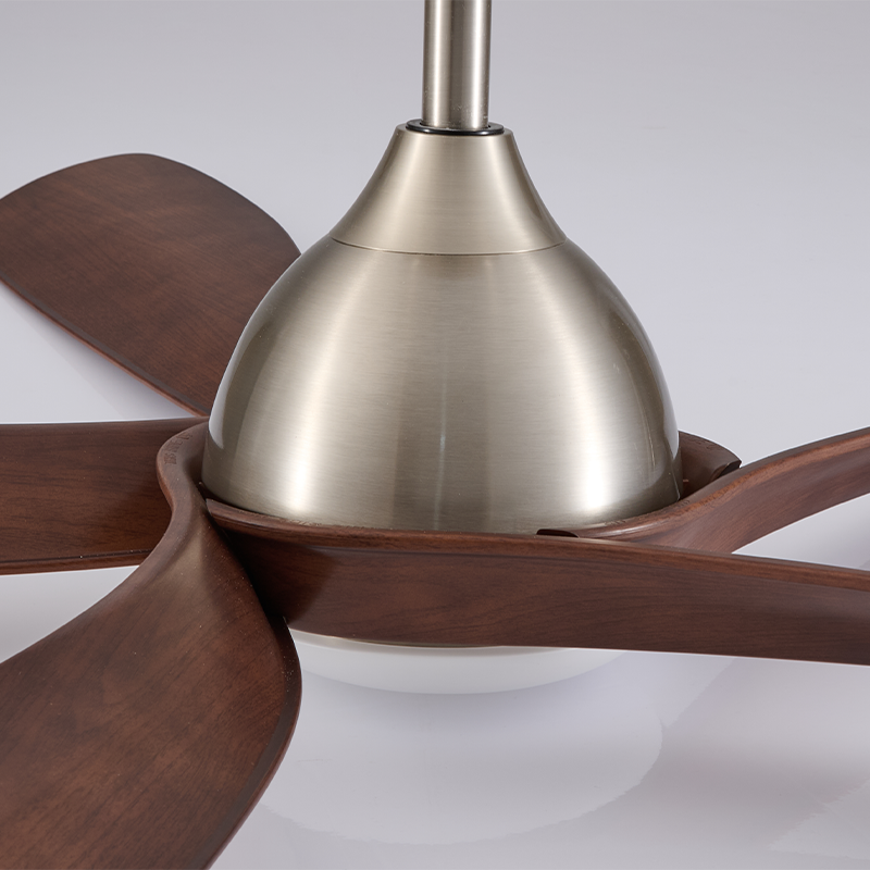 Dark Walnut Wood Grain Ceiling Fan Light Reversible DC Motor for Farmhouse