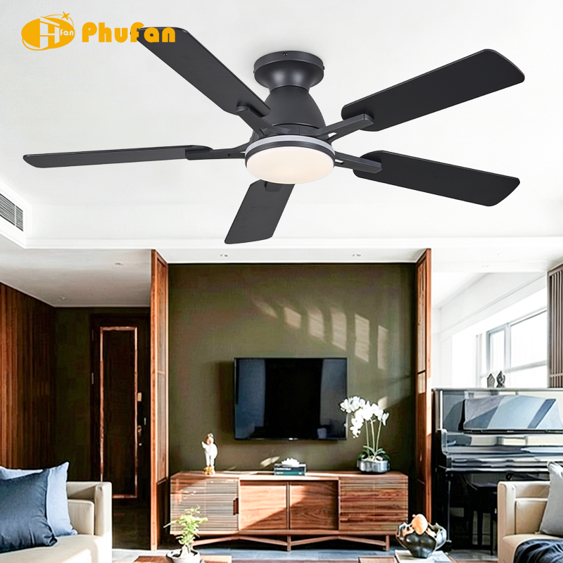 5-Blade Ceiling Fan DC Motor Dimmable RGB LED Light with Remote for Living Room