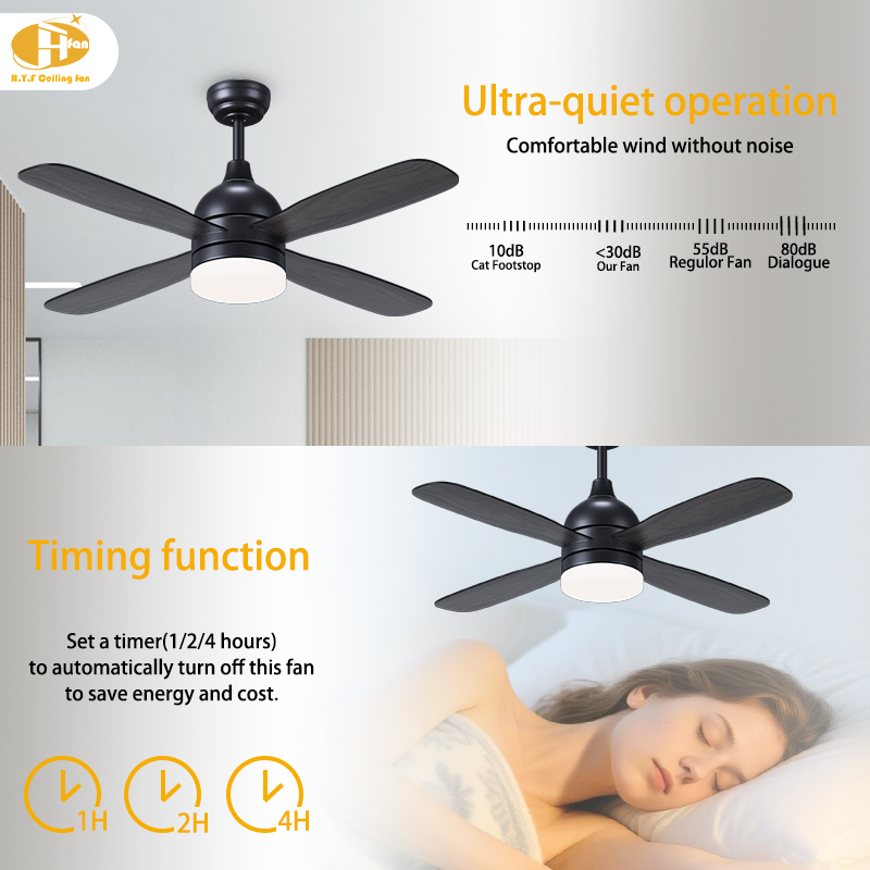 42/52-Inch Plywood Ceiling Fan with LED Light and Remote Control