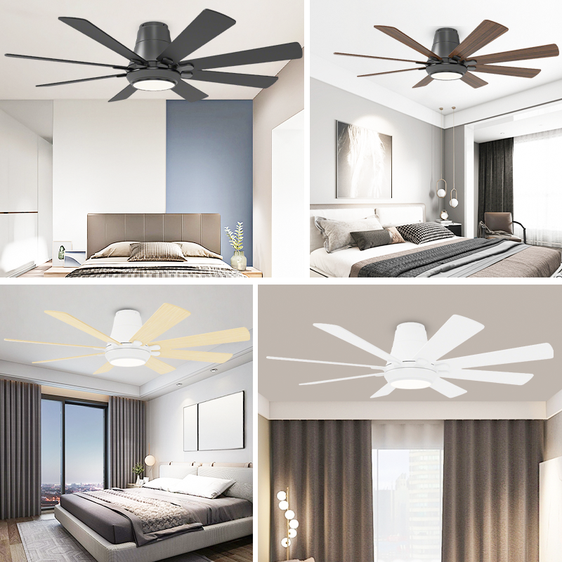 サムネイル： Flush Mount Ceiling Fan with LED Light Reversible Quiet DC Motor &Remote Contron