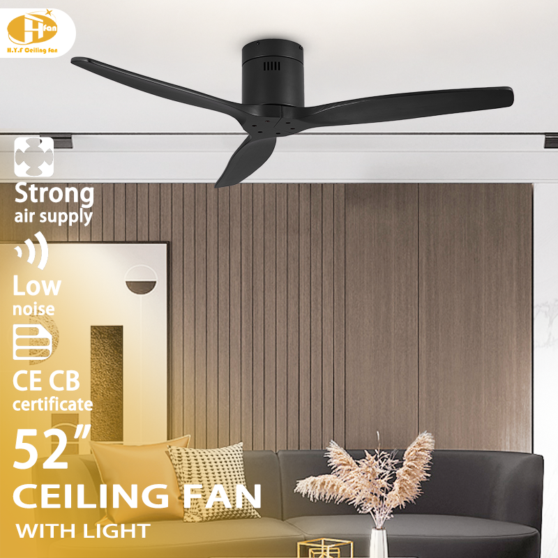 Ceiling Fan Without Light Reversible Quiet DC Motor & Remote Control for Villa