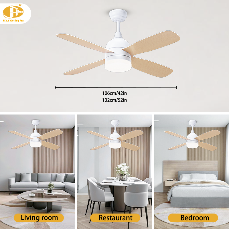 42/52-Inch Plywood Ceiling Fan with LED Light and Remote Control