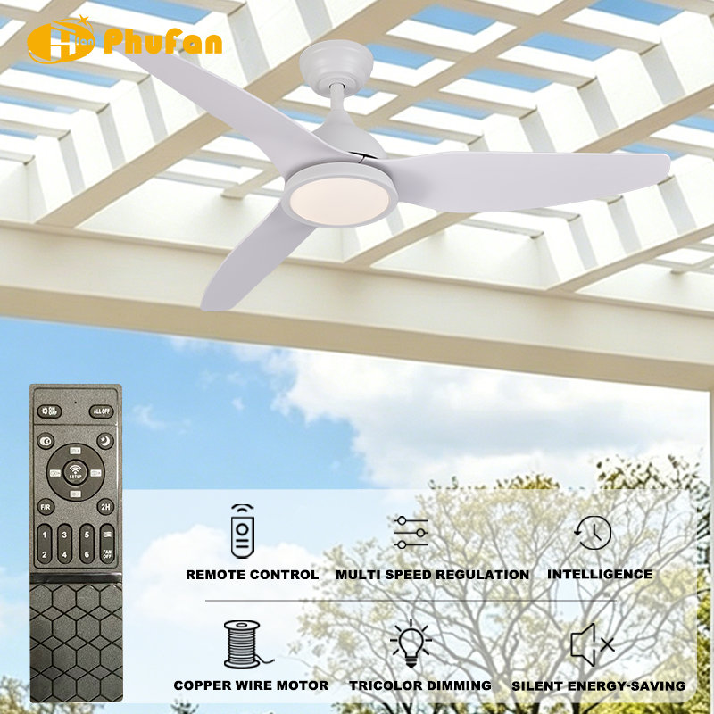 48 Inch IP65 Ceiling Fan with Dimmable LED Light and DC Motor