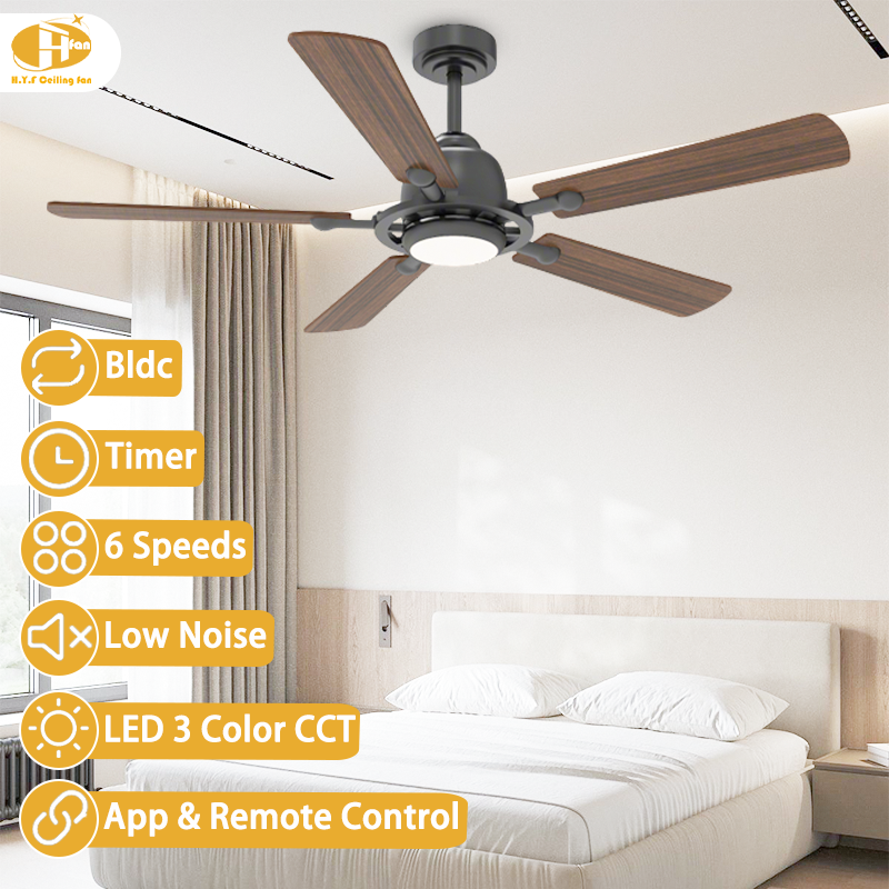 LED Ceiling Fan and Light with Remote Silent Reversible DC Motor for Bedroom