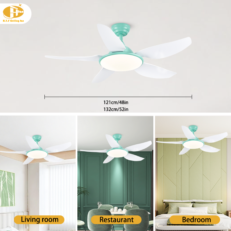 5-Blade Ceiling Fan with LED Light Reversible Silent DC Motor & Remote Control