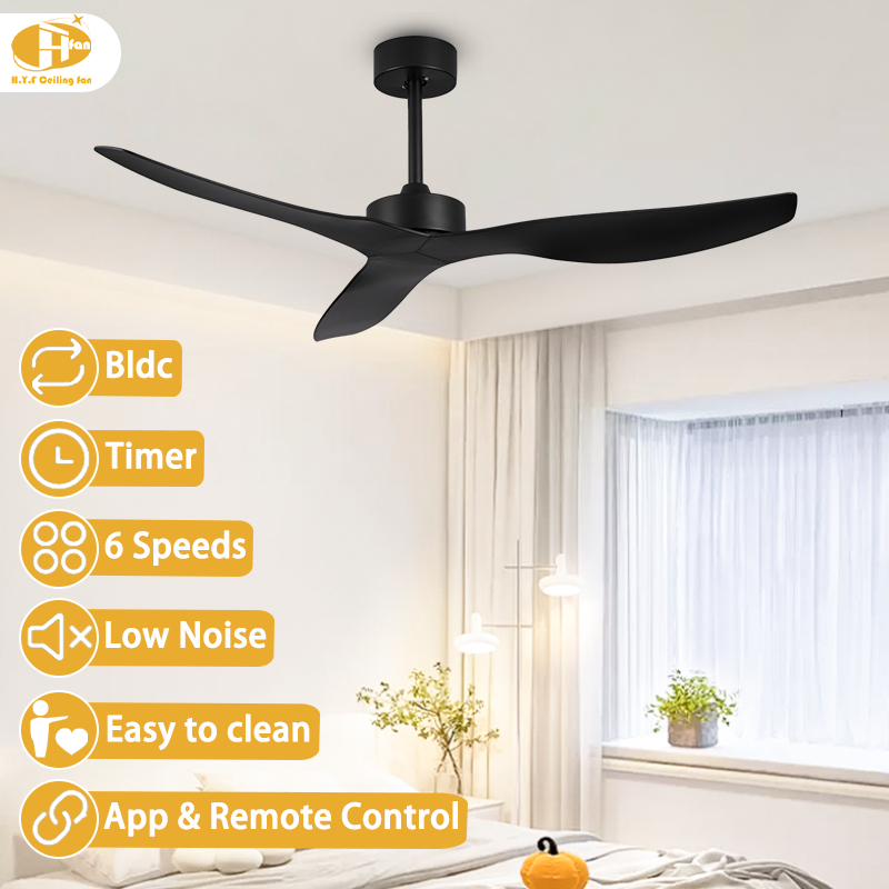 Ceiling Fan Without Light, DC Motor, Remote Control for Bedroom and Living Room