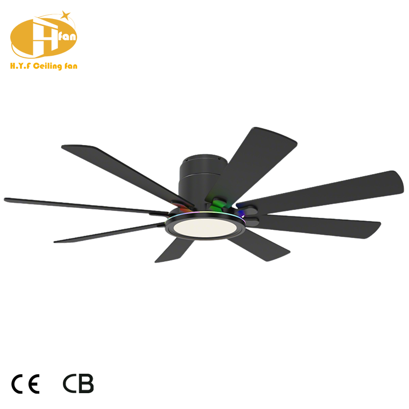 Thumbnail: Flush Mount Large Ceiling Fan RGB Dimmable LED Light with Remote for warehouse
