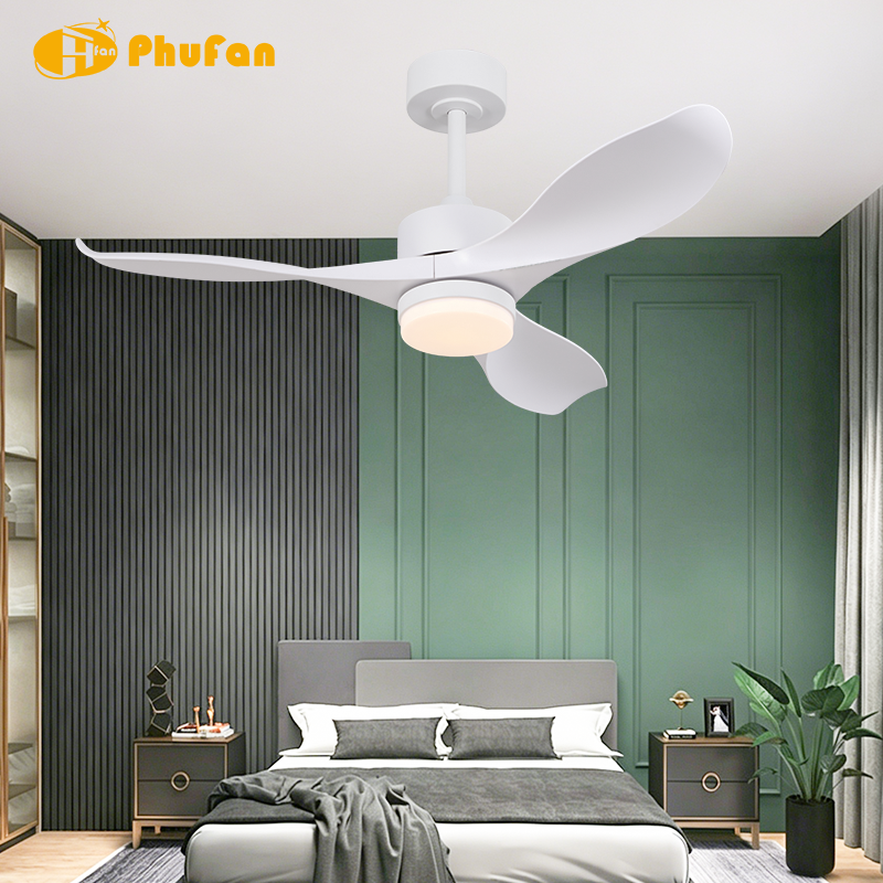 52 Inch Scandinavian Ceiling Fan with Light - White ABS Blades