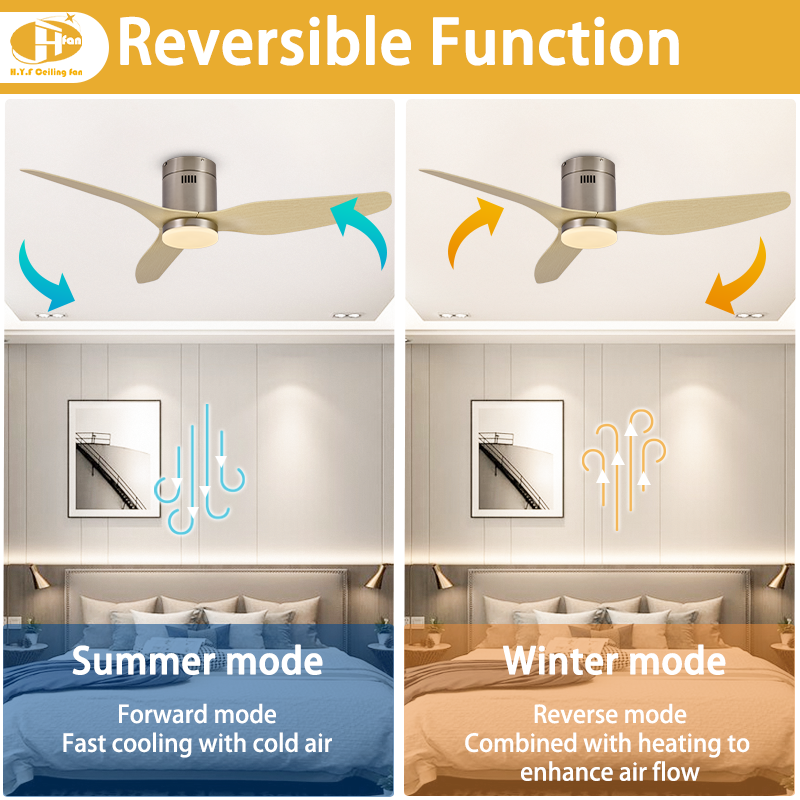 Slim Flush Mount Ceiling Fan with LED Light DC Motor for Low Ceiling Small Rooms
