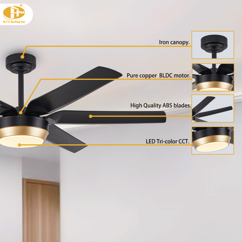 56/72 Inch LED Ceiling Fan with Light Indoor Air Cooling Fan