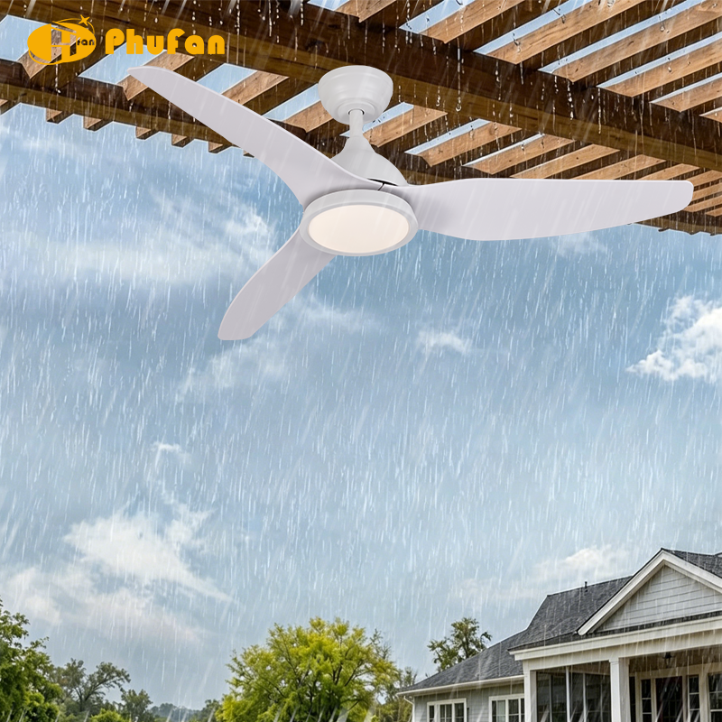 48 Inch IP65 Ceiling Fan with Dimmable LED Light and DC Motor