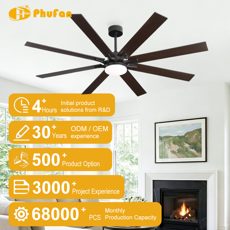 Large 9-Blade Ceiling Fan with Dimmable LED Light and Remote