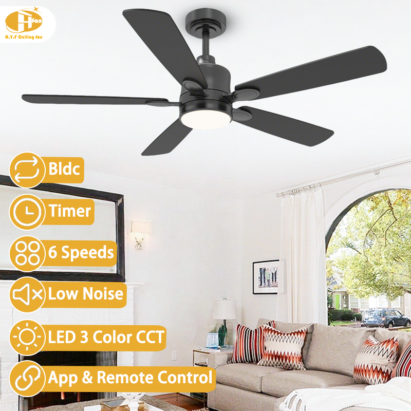 5-Blade Ceiling Fan, Reversible Blades, Dimmable LED Light & Remote for bedroom