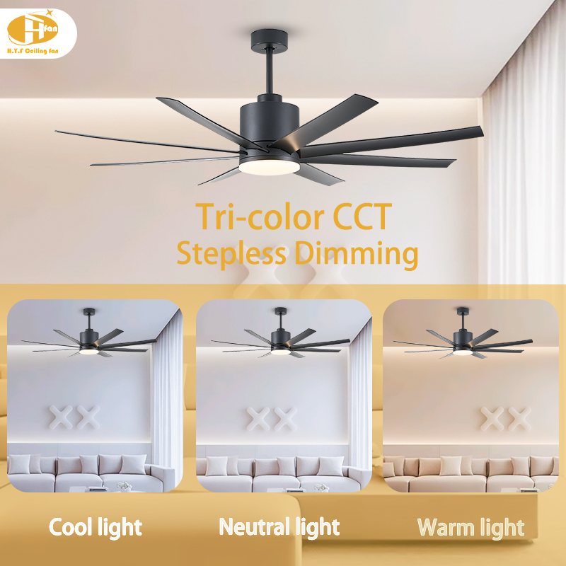 60/72-Inch Ceiling Fan with Light and Remote - 8 Blades