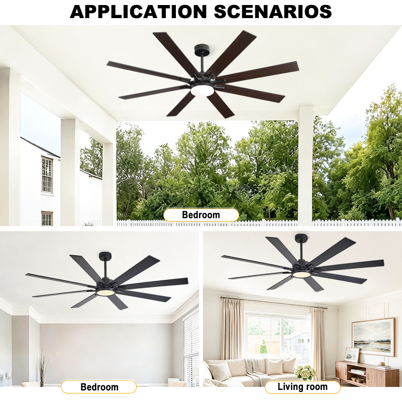 Large 9-Blade Ceiling Fan with Dimmable LED Light and Remote