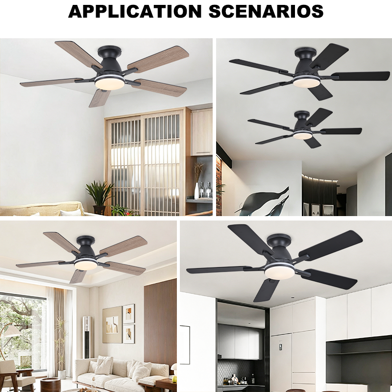 섬네일: 5-Blade Ceiling Fan DC Motor Dimmable RGB LED Light with Remote for Living Room