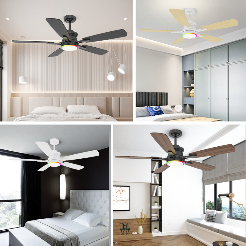 섬네일: Reversible Fan Blades RGB Dimmable LED Light with Remote for Bedroom&Restaurant