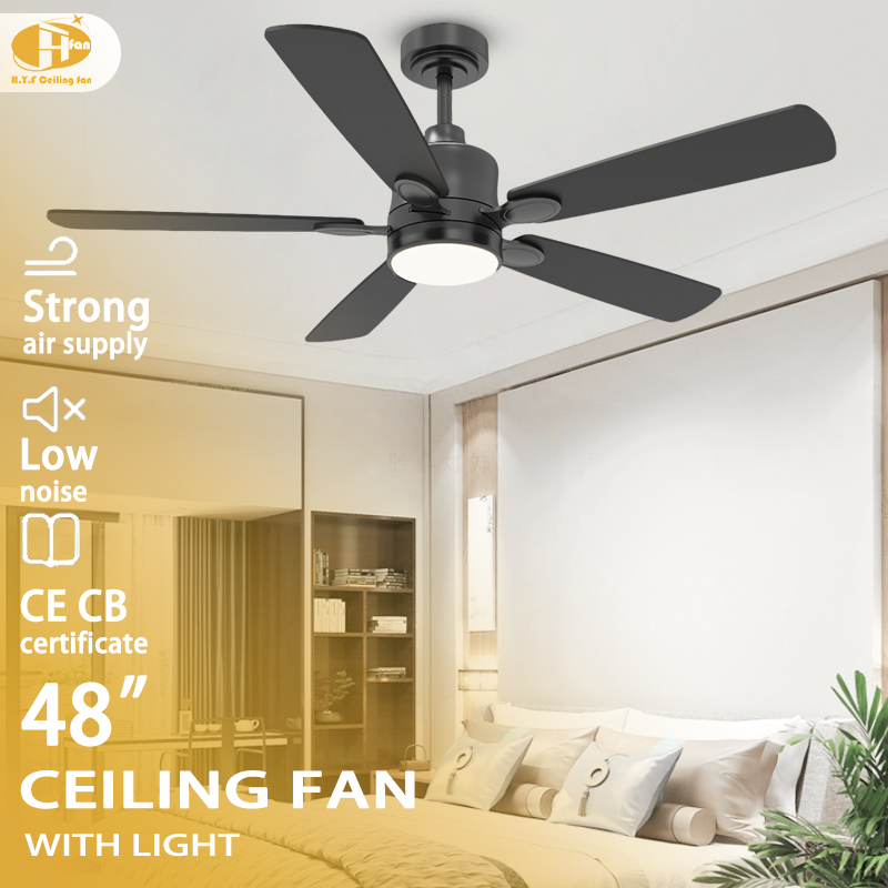Thumbnail: 5-Blade Ceiling Fan, Reversible Blades, Dimmable LED Light & Remote for bedroom