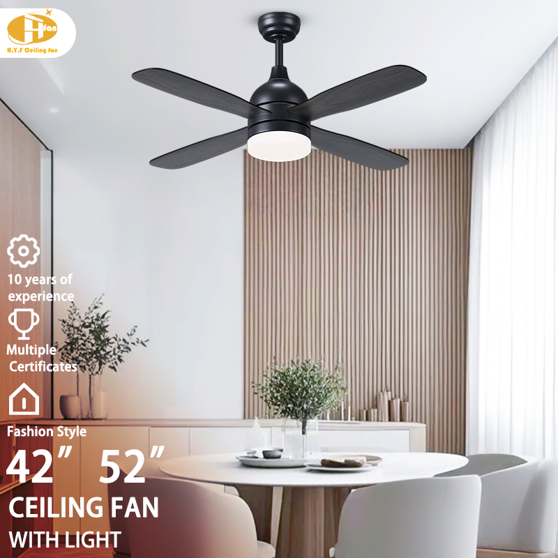42 52 Inch OEM ODM Metal Plywood LED Ceiling Fan with Light and Remote Control