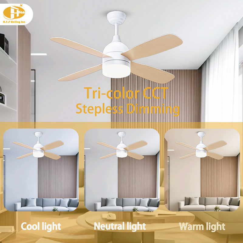 42/52-Inch Plywood Ceiling Fan with LED Light and Remote Control