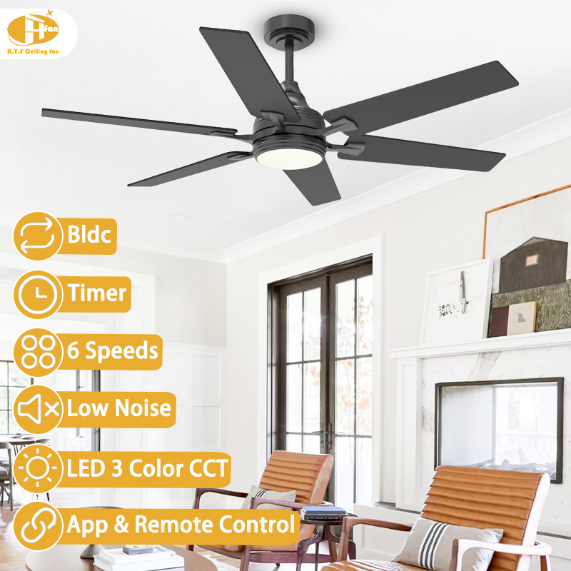 Ceiling Fan Reversible Blades RGB Dimmable LED Light with Remote for Bedroom
