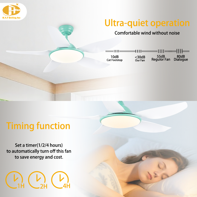 5-Blade Ceiling Fan with LED Light Reversible Silent DC Motor & Remote Control